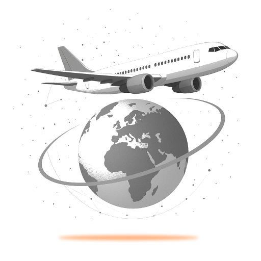 Plane flying around globe