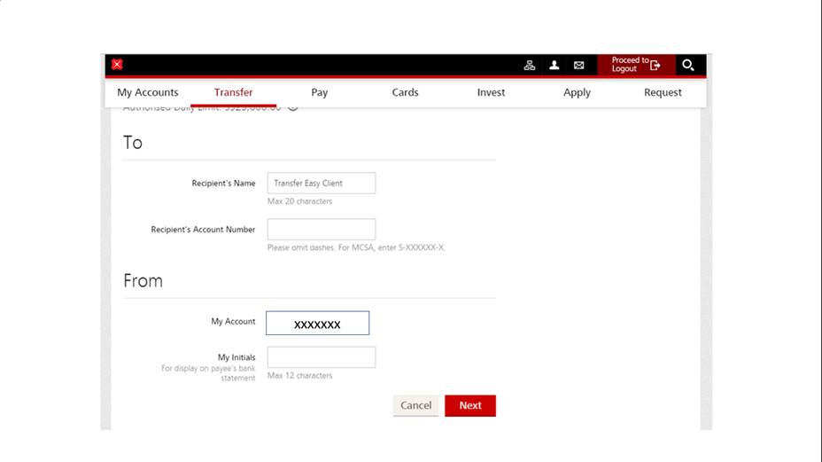 DBS online banking - enter SingX recipient account details